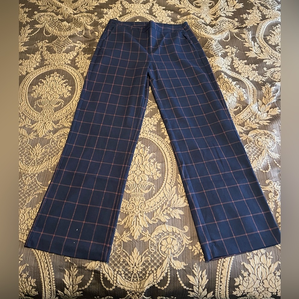 Romeo + Juliet Couture Women's Navy Pink Plaid Dress Straight Leg Size L !